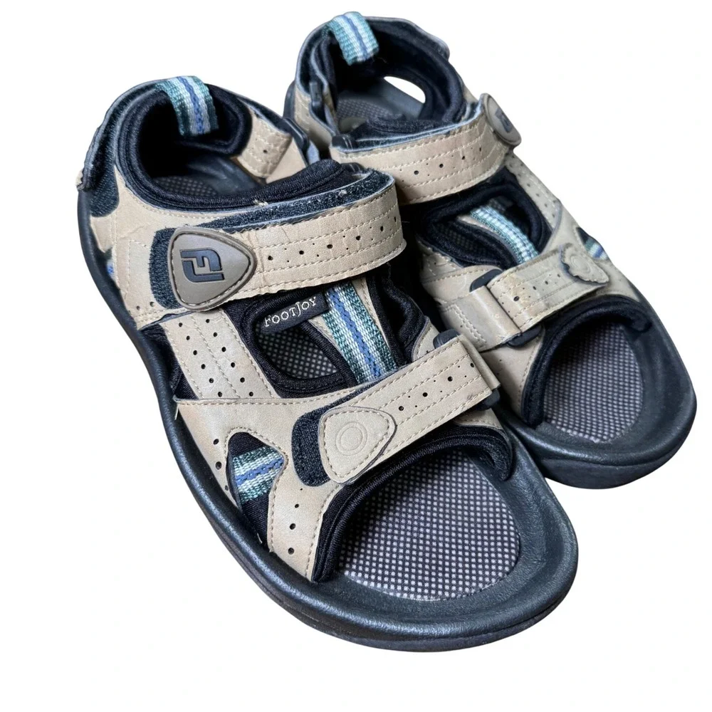 FootJoy Golf Sandals Mens 6 M Tan Brown Adjustable Straps 48786 Spikeless